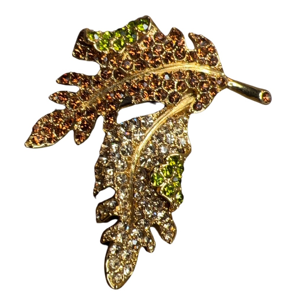 KJL Crystal Leaf Brooch by Kenneth Jay Lane